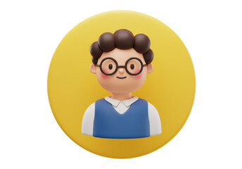 Isolated Schoolboy Icon with Glasses