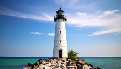 Lighthouse on a lakeshore
