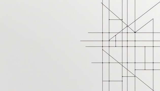 thin geometric grids in minimalist line art style on white textured background for architectural branding and clean editorial design visuals