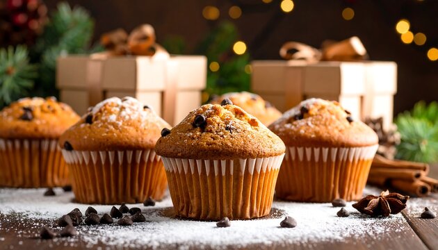 Festive muffins with chocolate chips - Powered by Adobe