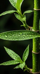 A Fresh Green Bamboo Leaves with Water Droplets mobile wallpaper 
