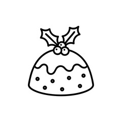 Christmas pudding icon for holiday cards, seasonal recipes and festive design