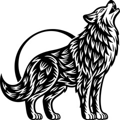 &ldquo;Wolves and Moon Vector Set &ndash; Tribal Silhouettes and Nature-Inspired Circular Scenes&rdquo;