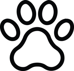 Black and White Dog Paw Print Icon Graphic, Animal Foot Symbol