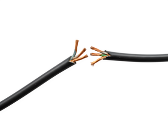 Black electrical power cord showing broken wires isolated on white or transparent backgrounOrange happy birthdayd. PNG