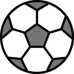 Soccer ball illustration with gray pentagons and white hexagons on white backdrop