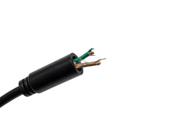 Black electrical power cord showing broken wires isolated on white or transparent backgrounOrange happy birthdayd. PNG