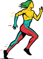 Vibrant Running Athlete with Motion Trails, Dynamic Sprinter, Speed, Fitness, Healthy Lifestyle, Competition, Marathon, Isolated on White Background for Sports Design.