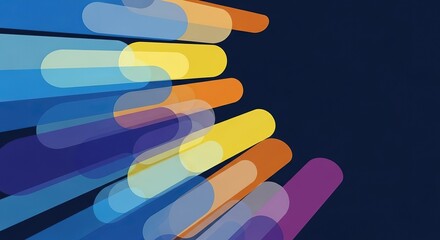 Abstract digital art featuring glowing rounded rectangles in a dynamic diagonal composition against a dark background