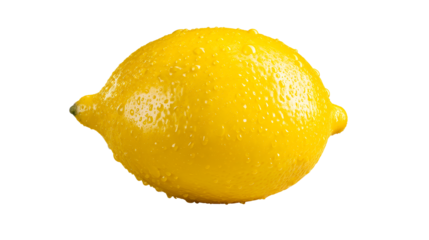 Fresh lemon with droplets on a transparent background