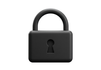 Isolated 3D Dark Gray Padlock with Keyhole for Security