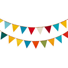 Obraz premium Colorful Triangle Flag Garland for Birthday Party Banner – Straight String Pennant Decoration PNG