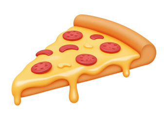Isolated Pizza Slice with Melted Cheese and Pepperoni