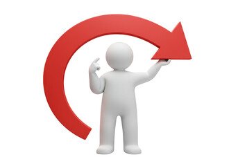 Isolated Figure Holding Arrow Pointing Thinking Process