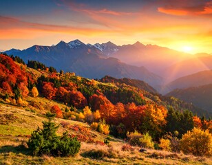 Autumnal mountain vista at sunset (1)