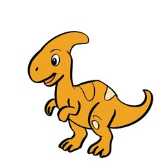 Happy Dino Character in Flat Color Style