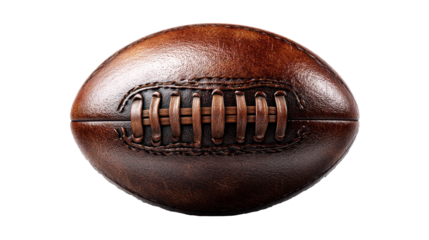 Classic leather rugby ball with detailed stitching design