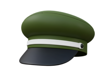 Isolated Green Military Captain Hat for Authority and Command