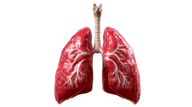 Lungs displaying detailed anatomy with transparent background