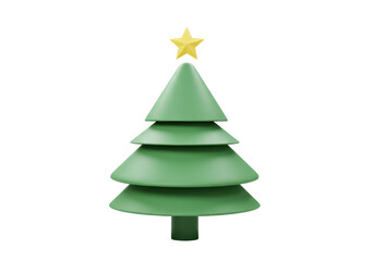 Obraz premium Isolated Green Christmas Tree with Golden Star