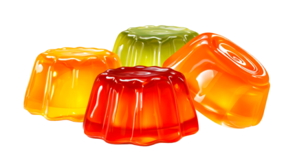 Colorful gelatin desserts on a transparent background