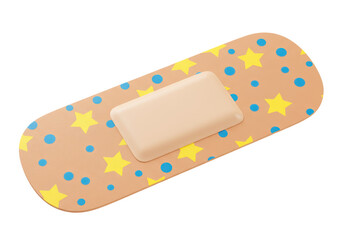 Isolated Band-Aid with Stars and Dots First Aid