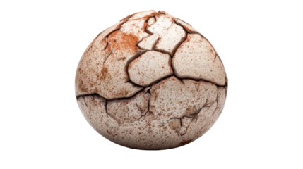 Textured cracked egg shell shown on transparent background