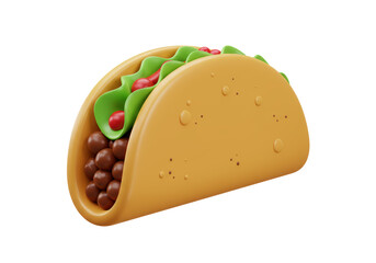 Isolated Delicious Taco with Meat Vegetables and Sauce
