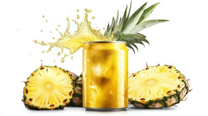 Pineapple juice in a can, splash