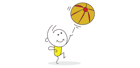 basketball,play,stick figure modern hand drawn icon for sport game activity design vector graphic for fitness fun