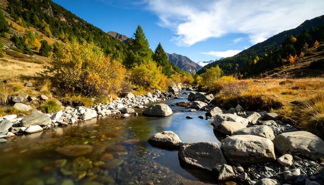 Mountain stream in autumn colors
