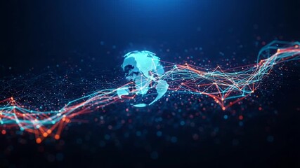 Abstract digital globe with vibrant data streams - Powered by Adobe