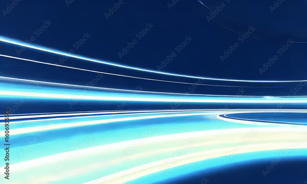 Wall mural dynamic blue light lines abstract motion background video loop: glowing curves and technology design
