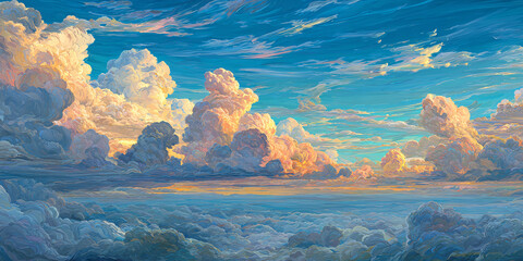 Golden Hour Cloudscape A Serene Aerial View