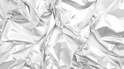 Shiny metallic foil texture abstract background with crumpled creases, for design elements and modern surface concepts.