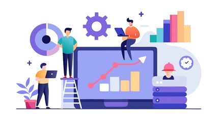 Business Analytics and Data Analysis Team Working Together on a Laptop