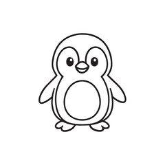 Obraz premium Cartoon penguin outline vector illustration