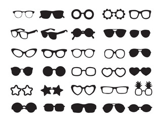 Eyewear Silhouettes Collection &ndash; Sunglasses and Optical Glasses Icons