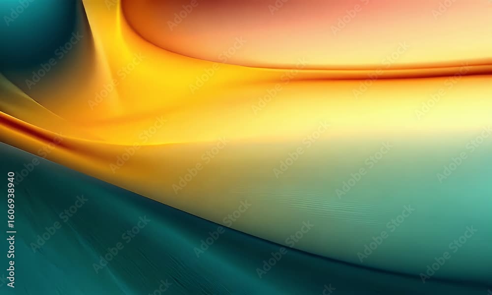 Poster fluid teal and orange waves abstract background texture design: seamless flowing curves with gradien