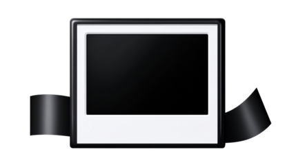 Blank photo frame with ribbon on transparent background