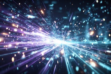 Fototapeta premium Radiant streaks of light converging in a dynamic abstract design.