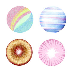 abstract circles with a pattern, stylized planets, isolated on a white background
