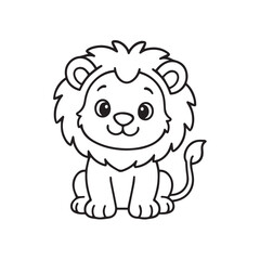 Fototapeta premium Cartoon lion outline vector illustration