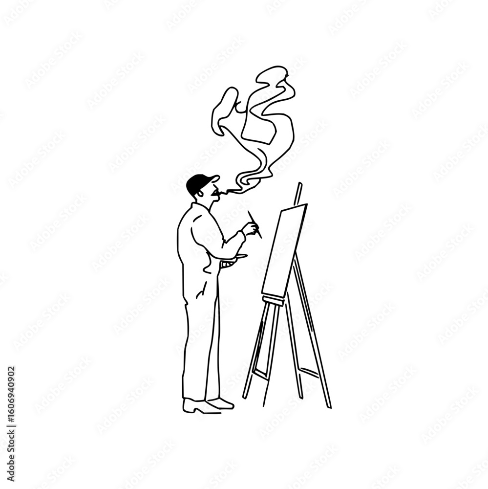 Poster ai artist creating digital artwork with machine learning and neural networks technology vector art
