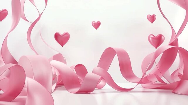 Valentine's Day Romance: Pink ribbons and heart-shaped elements weave a delicate dance of love, creating a warm, inviting atmosphere perfect for conveying sentiments of affection.