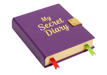 Isolated Purple Secret Diary with Golden Lock