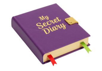 Isolated Purple Secret Diary with Golden Lock