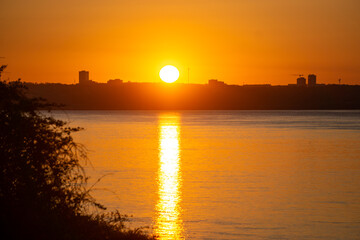 sunrise views along st. lawrence river near quebec city