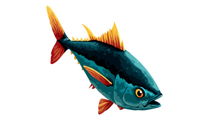 Commercial fish species. tuna fish. Vector illustration cartoon flat icon isolated on white.
