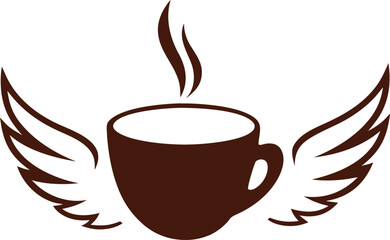 coffee mug with wings icon vector illustration